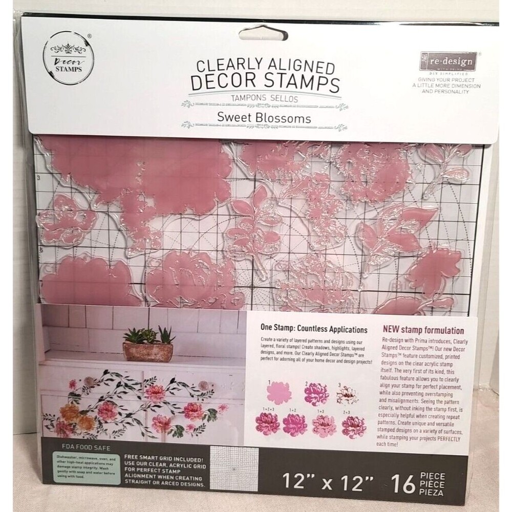 NEW Sweet Blossoms  Decor Stamp Set Redesign With Prima Flowers Floral